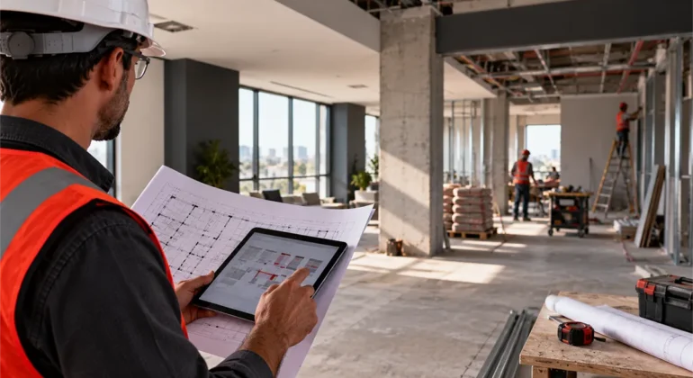Profissional planeja reformas e adequações em uma edificação existente