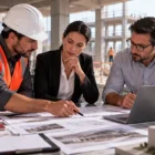 Profissionais avaliam projetos e proposta antes de escolher uma construtora